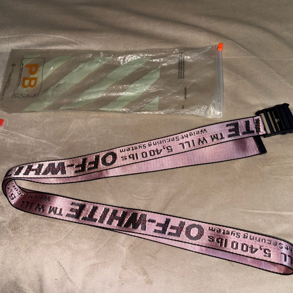 Off-White industrial pink & black belt